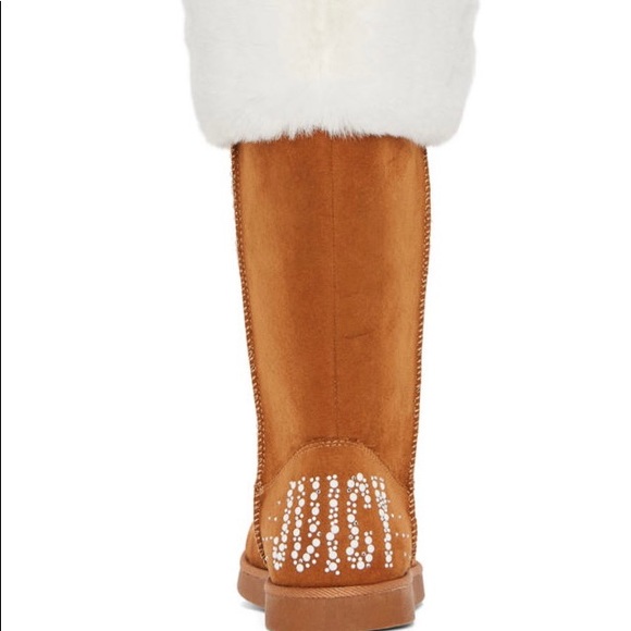 Womans Juicy Couture furry faux fur boots cognac brown BNWT NIB sizes 7-10 NWT - Picture 8 of 13